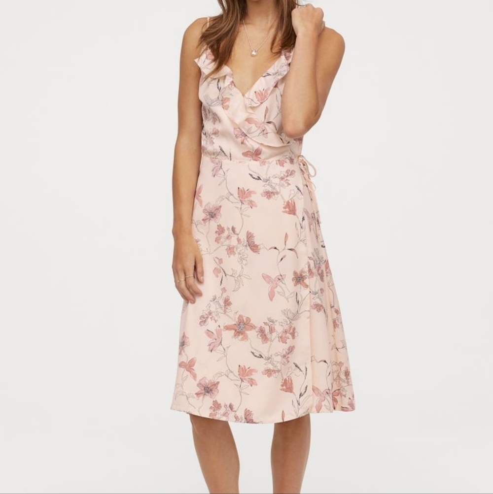 H&M Pink Floral Wrap Dress